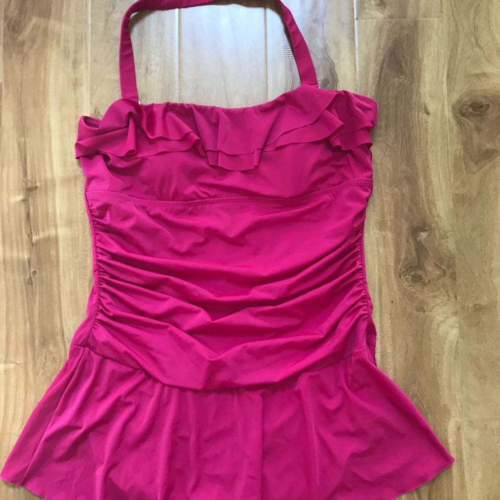 Jaclyn Smith Fuschia Ruffled Pink Swim Dress Sz 20